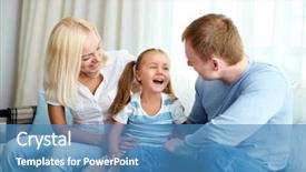  Presentation with daughter - Slides consisting of children talking - portrait of happy daughter laughing background and a  colored foreground