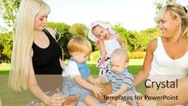 Presentation with toddler eating - Beautiful slide deck featuring children tea party - lovely toddler kids eating cake backdrop and a coral colored foreground