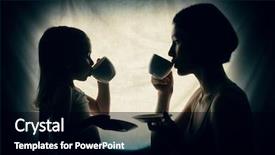  Presentation with tea party - Colorful presentation design enhanced with children tea party - mother and daughter play together backdrop and a black colored foreground