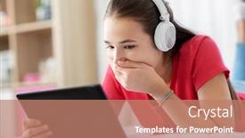  Presentation with computer music - Presentation with children-technology-and-communication-concept background and a coral colored foreground