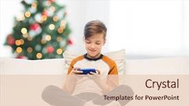  Presentation with children and communication - Colorful PPT theme enhanced with children technology communication and people backdrop and a lemonade colored foreground