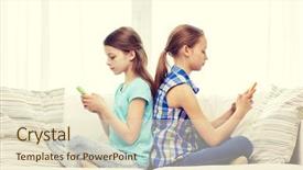  Presentation with addiction - Presentation theme enhanced with children technology friends and addiction background and a lemonade colored foreground