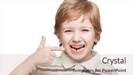  Presentation with baby teeth - Cool new slides with children teeth - little smiling child boy hand backdrop and a soft green colored foreground