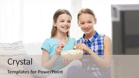  Presentation with cartoon children - Presentation design consisting of children television friends and friendship background and a soft green colored foreground