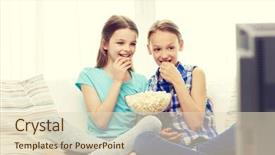  Presentation with global children culture - Colorful presentation theme enhanced with children television friends and friendship backdrop and a soft green colored foreground