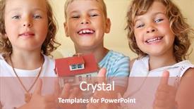  Presentation with children hands - Presentation design having children three together keeping background and a coral colored foreground