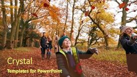  Presentation with family children - Slide set consisting of children-throwing-leaves-as-multi background and a tawny brown colored foreground
