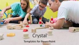  Presentation with young children - Audience pleasing PPT theme consisting of children to build with patience backdrop and a lemonade colored foreground