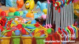  Presentation with plastic - Slide set featuring children trade - essential beach plastic tools background and a tawny brown colored foreground