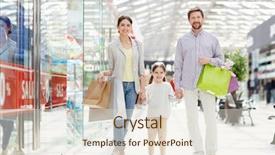  Presentation with family shopping - Colorful slide set enhanced with children trade - family of three carrying shopping backdrop and a lemonade colored foreground