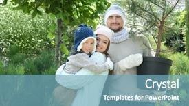  Presentation with family tree - PPT layouts consisting of children trade - happy family at christmas tree background and a teal colored foreground