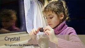  Presentation with tea cupping - Cool new slide deck with children train - little girl drinks tea backdrop and a coral colored foreground