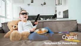  Presentation with teddy bear - Cool new theme with children tv - image of little boy backdrop and a coral colored foreground