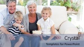  Presentation with family - Presentation theme enhanced with children tv - lovely family watching tv background and a seafoam green colored foreground