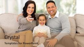  Presentation with family and marriage - Presentation theme consisting of children tv - young family watching tv background and a  colored foreground