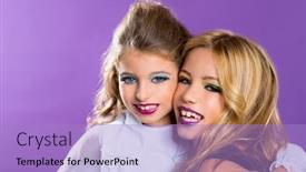  Presentation with children - Amazing presentation theme having children-two-fashiondoll-kid-girls backdrop and a light blue colored foreground