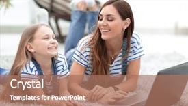  Presentation with mom daughter - Beautiful presentation featuring children use internet - close up mom and her backdrop and a coral colored foreground