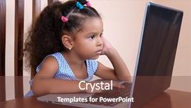  Presentation with cheerful stylish city girl using - Beautiful presentation featuring children use internet - cute multiracial small girl using backdrop and a tawny brown colored foreground