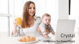  Presentation with happy image - Amazing slide set having children use internet - image of happy young woman backdrop and a lemonade colored foreground