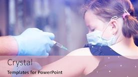  Presentation with face mask - PPT layouts having children-vaccinating-immunization-concept-doctor background and a lemonade colored foreground