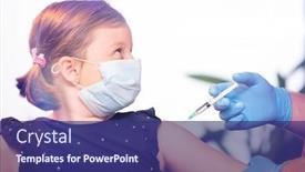  Presentation with immunization - Amazing PPT theme having children-vaccinating-immunization-concept-doctor backdrop and a violet colored foreground