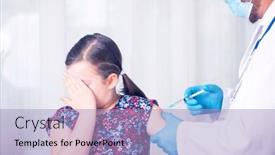  Presentation with immunization - Colorful slide set enhanced with children-vaccinating-immunization-concept-doctor backdrop and a light blue colored foreground