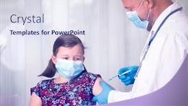  Presentation with immunization - Presentation design featuring children-vaccinating-immunization-concept-doctor background and a sky blue colored foreground