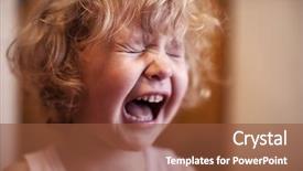  Presentation with sad children - Cool new PPT theme with children violence - sad baby crying little girl backdrop and a tawny brown colored foreground