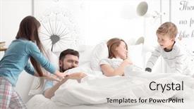  Presentation with conflicts parents and children - Slides enhanced with children waking up their parents background and a lemonade colored foreground