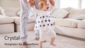  Presentation with learn - PPT layouts having children walking away - father helping daughter learn background and a soft green colored foreground