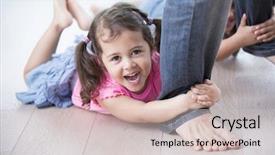  Presentation with sister - Slides featuring children walking away - portrait of playful girl background and a soft green colored foreground