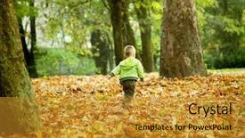  Presentation with children playing - PPT theme enhanced with children walking away - vintage photo of a boy background and a gold colored foreground
