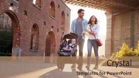  Presentation with walk - PPT layouts with children walking away - young family with a daughter background and a coral colored foreground