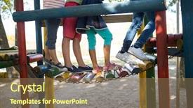  Presentation with play children - Colorful presentation theme enhanced with children walking on jungle gym backdrop and a coral colored foreground