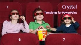  Presentation with cinema - Audience pleasing PPT theme consisting of children watching a movie backdrop and a tawny brown colored foreground