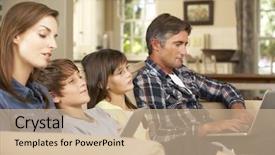  Presentation with parents and children - Beautiful slide set featuring watching tv whilst parents use backdrop and a coral colored foreground