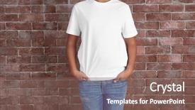  Presentation with white brick wall - Cool new slides with children wear - young african american boy backdrop and a violet colored foreground