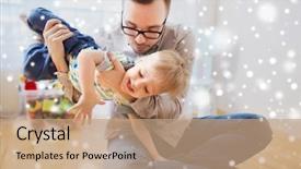  Presentation with family and home love concept - PPT theme enhanced with children winter - family childhood fatherhood leisure background and a coral colored foreground