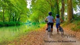  Presentation with canal - Slide set with children-with-bike-canal-du background and a coral colored foreground
