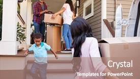  Presentation with children - Cool new presentation theme with children with boxes on moving backdrop and a coral colored foreground
