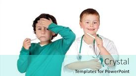  Presentation with fever - Beautiful PPT theme featuring children-with-fever-isolated backdrop and a cyan colored foreground