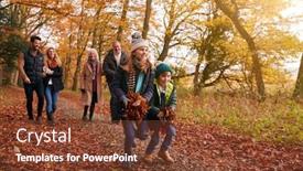  Presentation with family children - Beautiful slide deck featuring children-with-handful-of-leaves backdrop and a tawny brown colored foreground