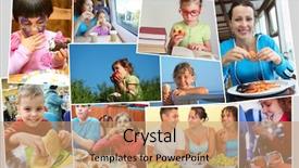  Presentation with people collage - Beautiful slides featuring children with ice cream fast backdrop and a coral colored foreground