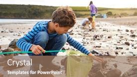  Presentation with pet - PPT layouts enhanced with children-with-pet-dog-looking background and a coral colored foreground