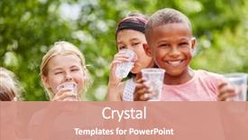  Presentation with summer drinking water - Slide deck featuring children with plastic cups drinking background and a coral colored foreground
