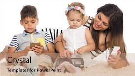  Presentation with veterans mom children - Cool new presentation theme with children with smartphones and tablet backdrop and a coral colored foreground