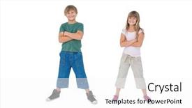  Presentation with white parents and black children - Slide set having children with their arms cross background and a  colored foreground