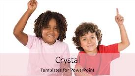  Presentation with children hands - Colorful presentation theme enhanced with children with their hands raise backdrop and a lemonade colored foreground