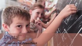  Presentation with elementary children - Presentation theme having children-write-and-draw background and a coral colored foreground