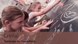  Presentation with elementary children - Slide deck having children-write-and-draw background and a tawny brown colored foreground